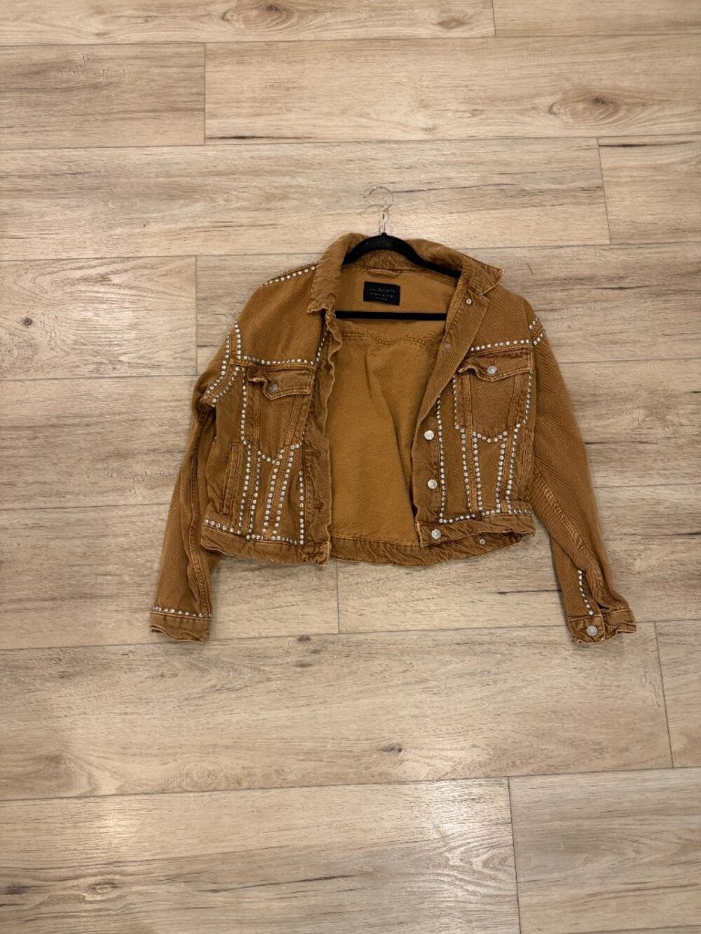 AllSaints Studded Denim Jacket in Light Brown, size US 6 / UK 10 / EU 38 - Picture 8 of 9